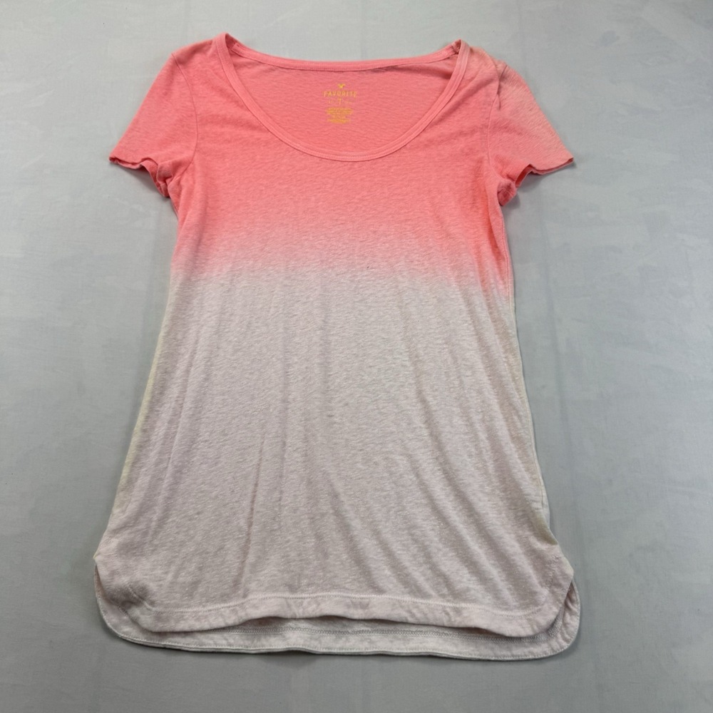 American Eagle Favorite T Women's Medium Pink White Ombre Scoop Neck Tee Top